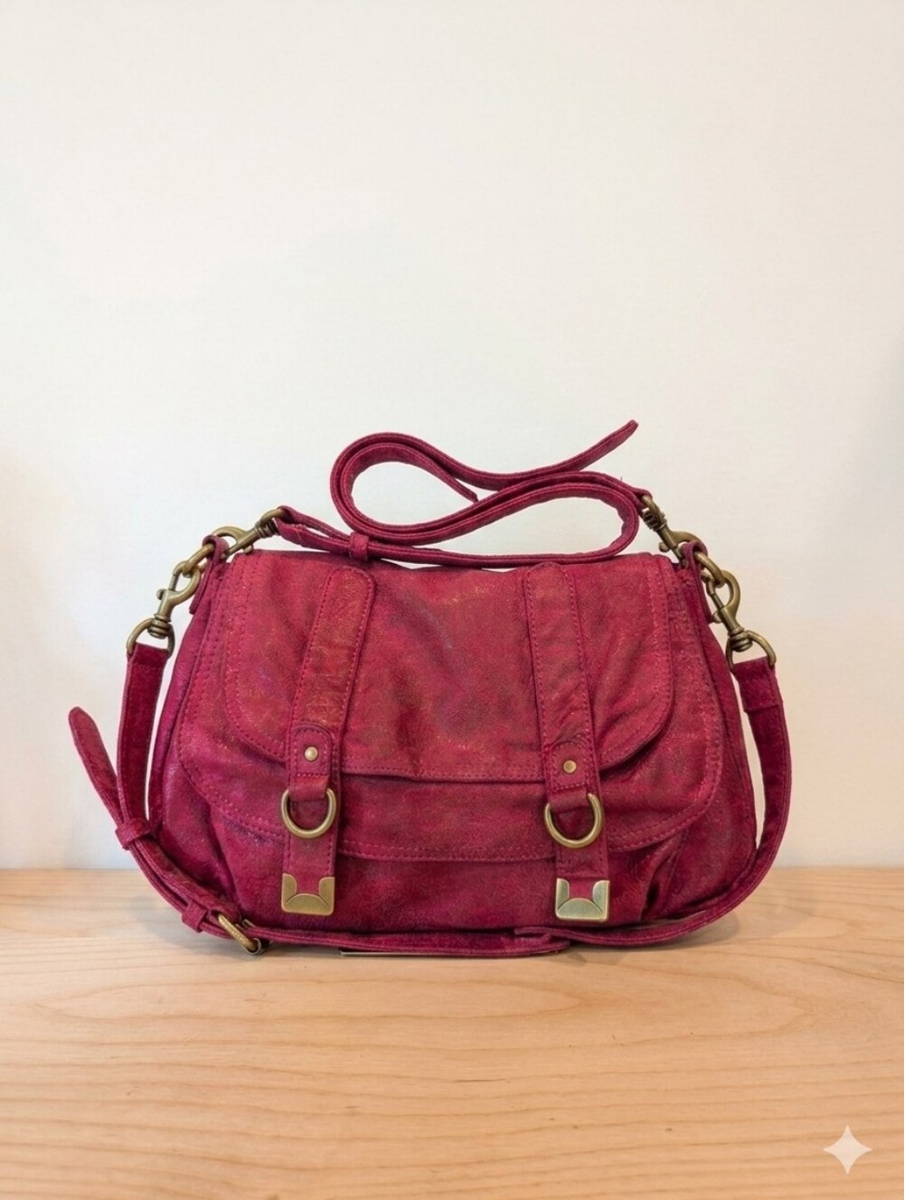 Matt & Nat Vegan Suede Crossbody Bag – Raspberry Bordeaux (Rare Colorway)